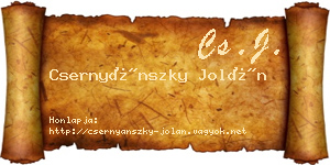 Csernyánszky Jolán névjegykártya